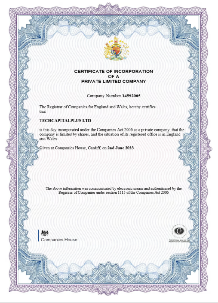 England and Wales certificate of incorporation registration, Word and PDF template version 2